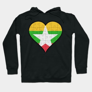 Burmese Jigsaw Puzzle Heart Design - Gift for Burmese With Myanmar Roots Hoodie